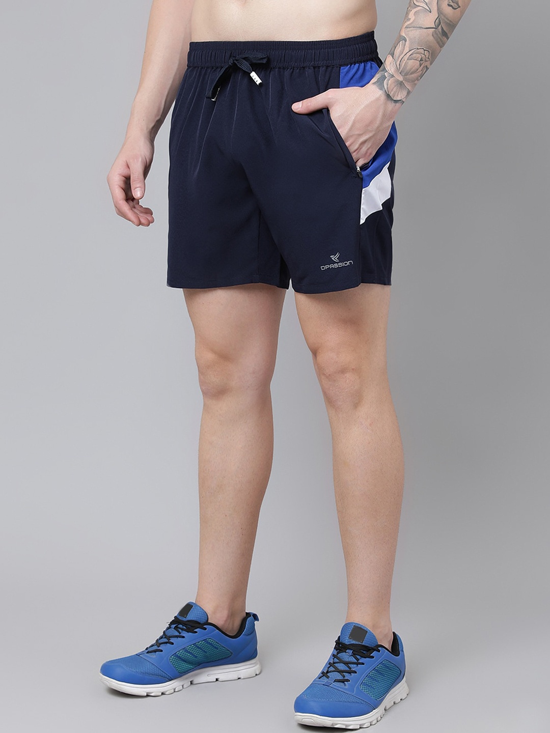 

Dpassion Men Solid Running Sports Shorts, Navy blue