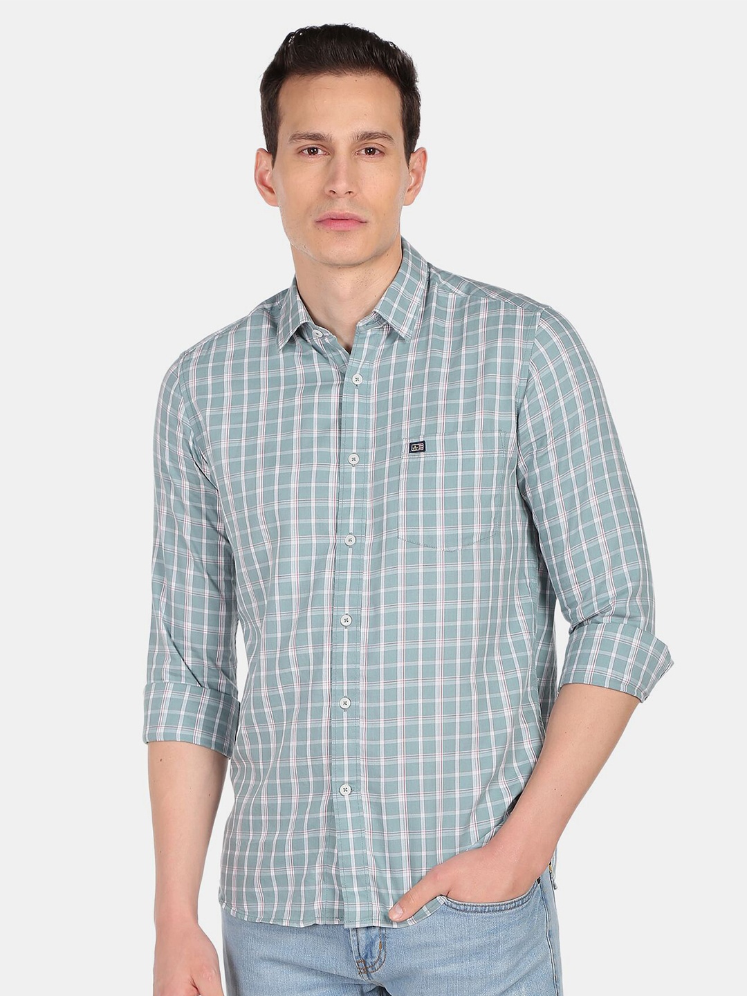 

Arrow Sport Men Green Slim Fit Tartan Checks Casual Shirt