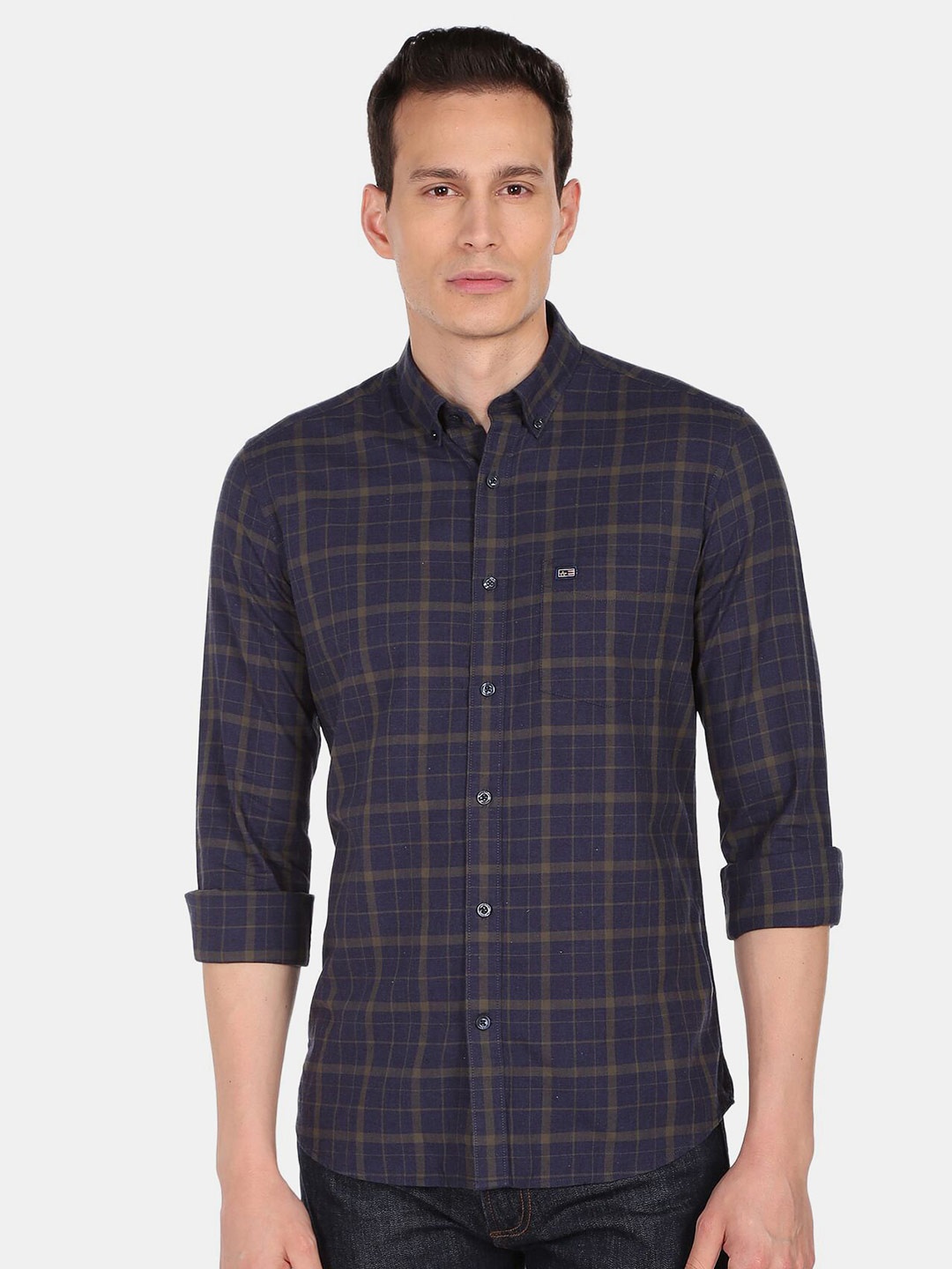 

Arrow Sport Men Pure cotton Blue Slim Fit Tartan Checks Checked Casual Shirt