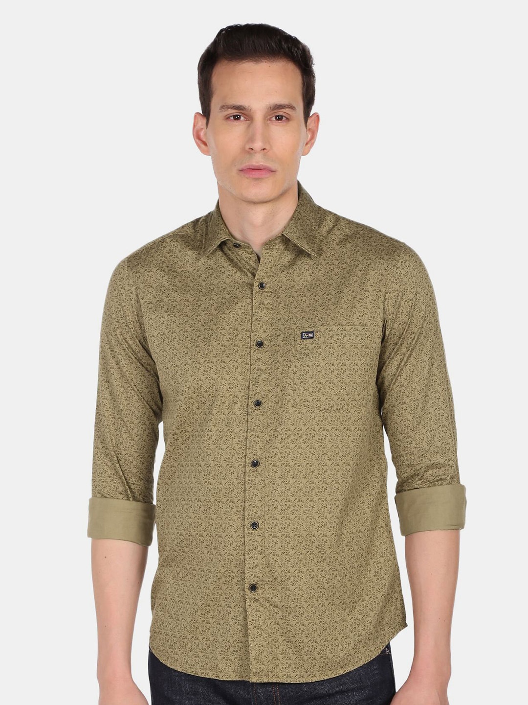 

Arrow Sport Men Pure cotton Green Slim Fit Floral Printed Casual Shirt