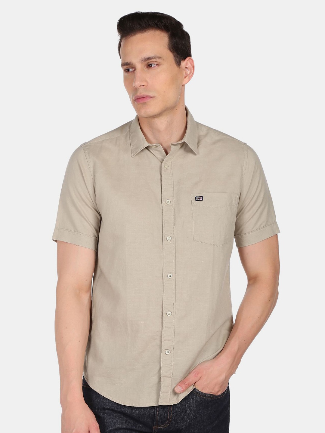 

Arrow Sport Men cotton Beige Casual Shirt