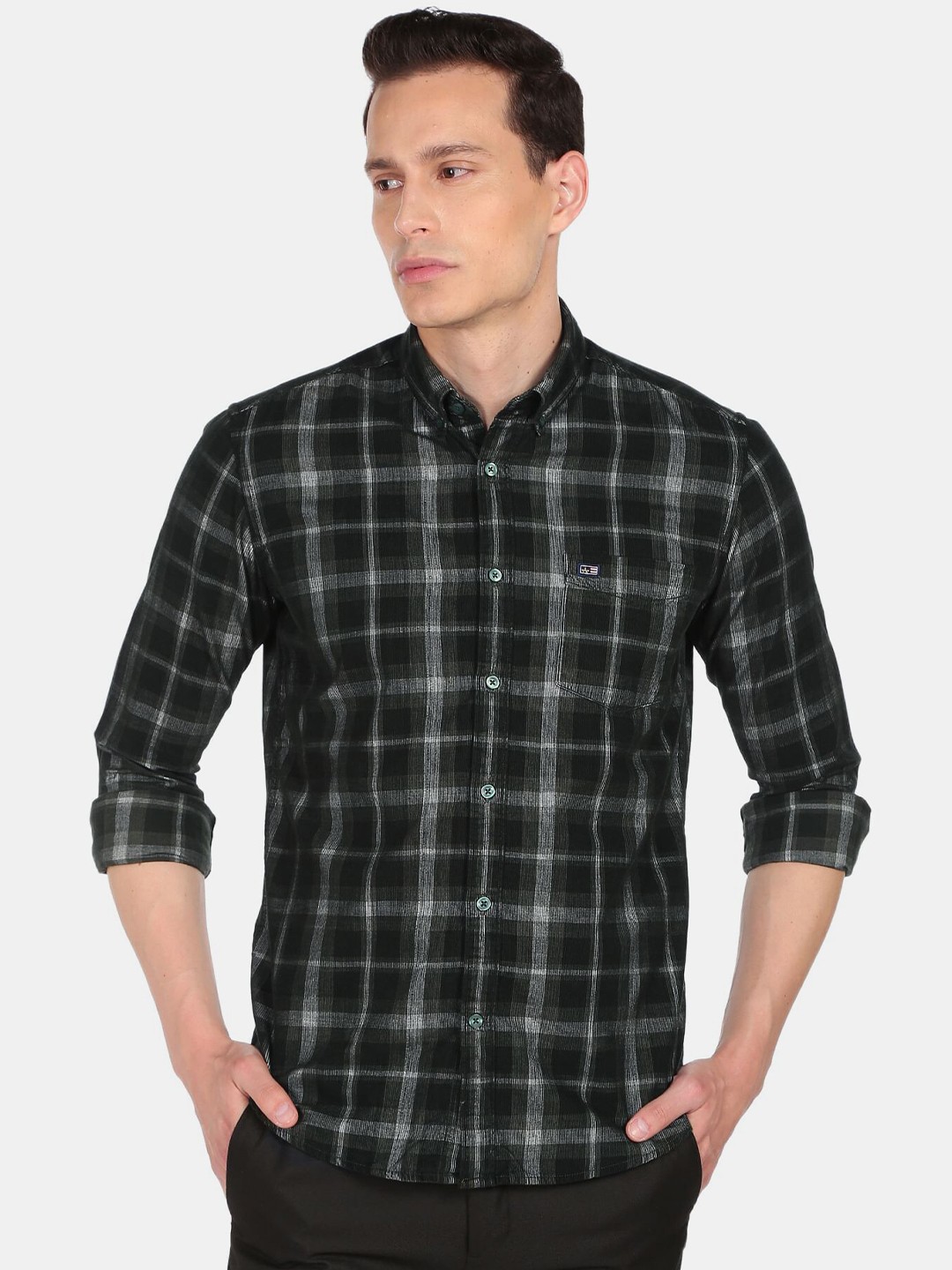 

Arrow Sport Men Pure cotton Black Slim Fit Tartan Checks Checked Casual Shirt