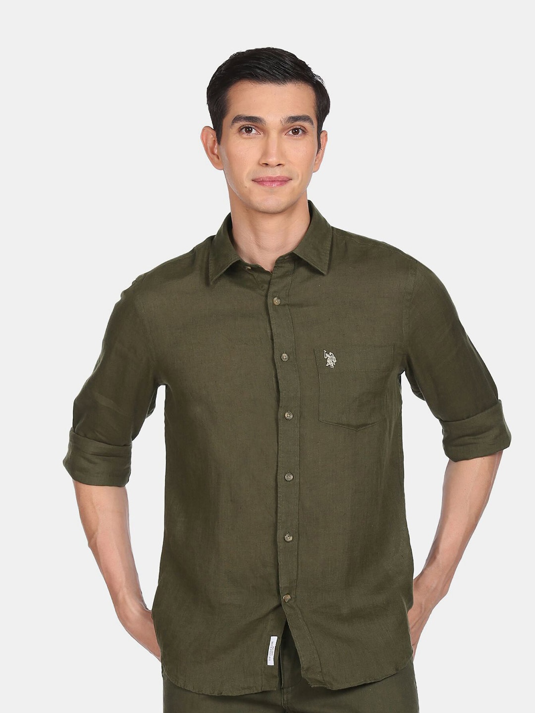 

U.S. Polo Assn. Men Green Casual Shirt