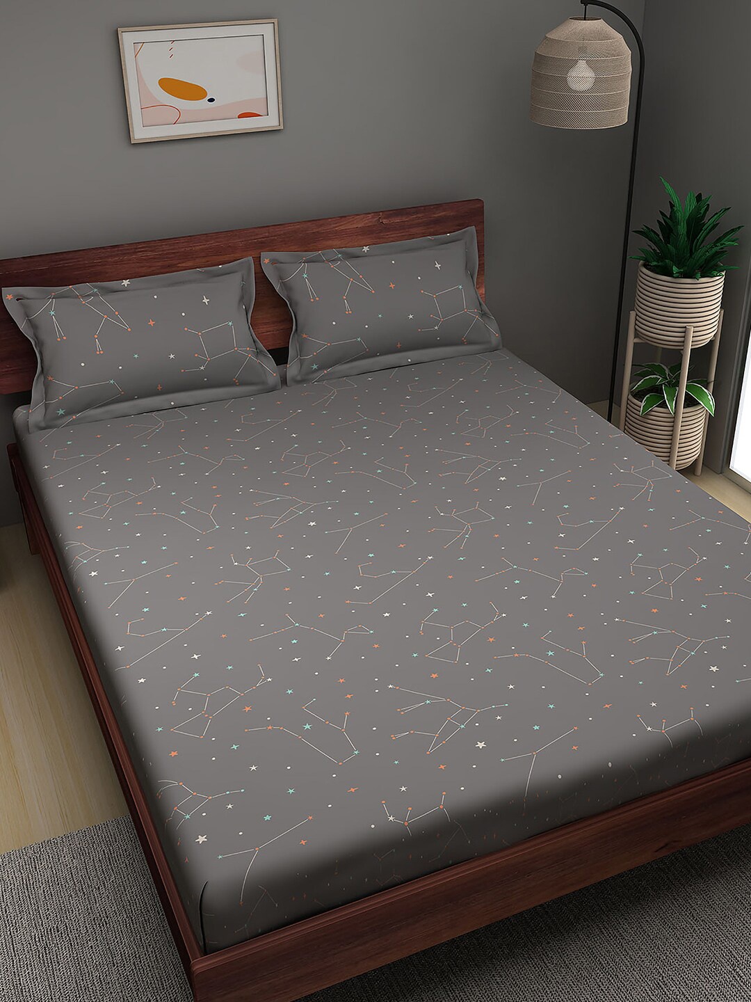 

Sleepyhead 180 TC Cotton King Bedsheet with 2 Pillow Covers, Grey