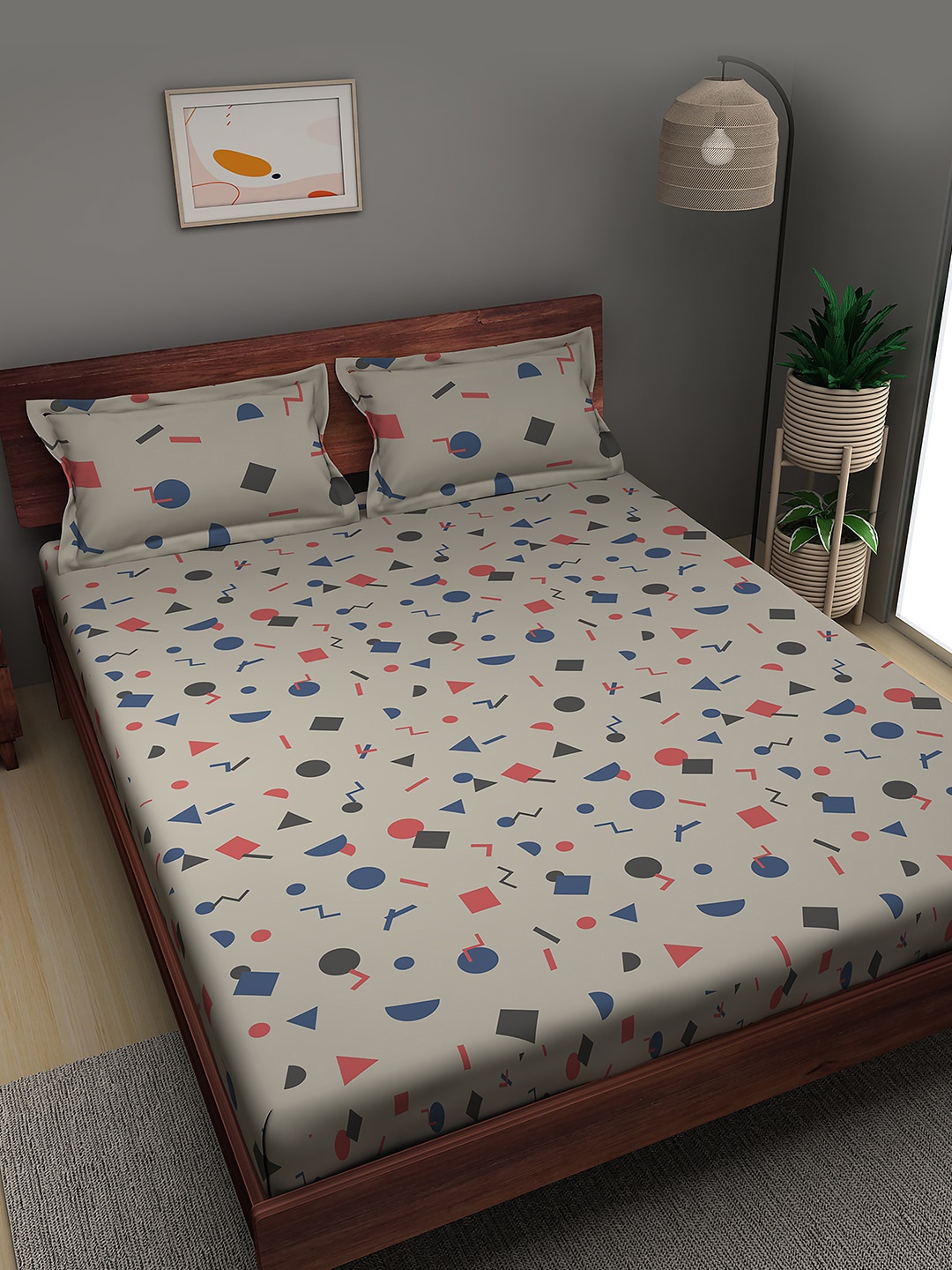 

Sleepyhead 144 TC King Cotton Bedsheet with 2 Pillow Covers, Grey