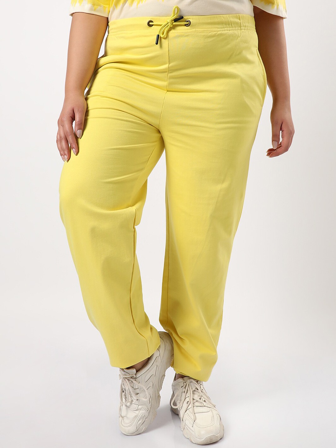 

Bewakoof Women Yellow Solid Cotton Joggers