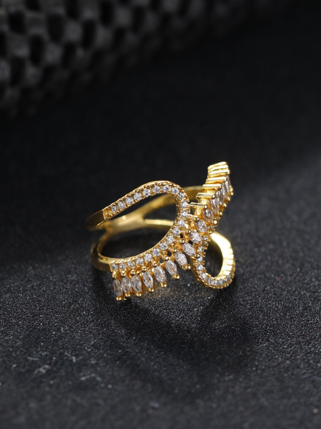 

Priyaasi Gold-Plated White AD-Studded Finger Rings