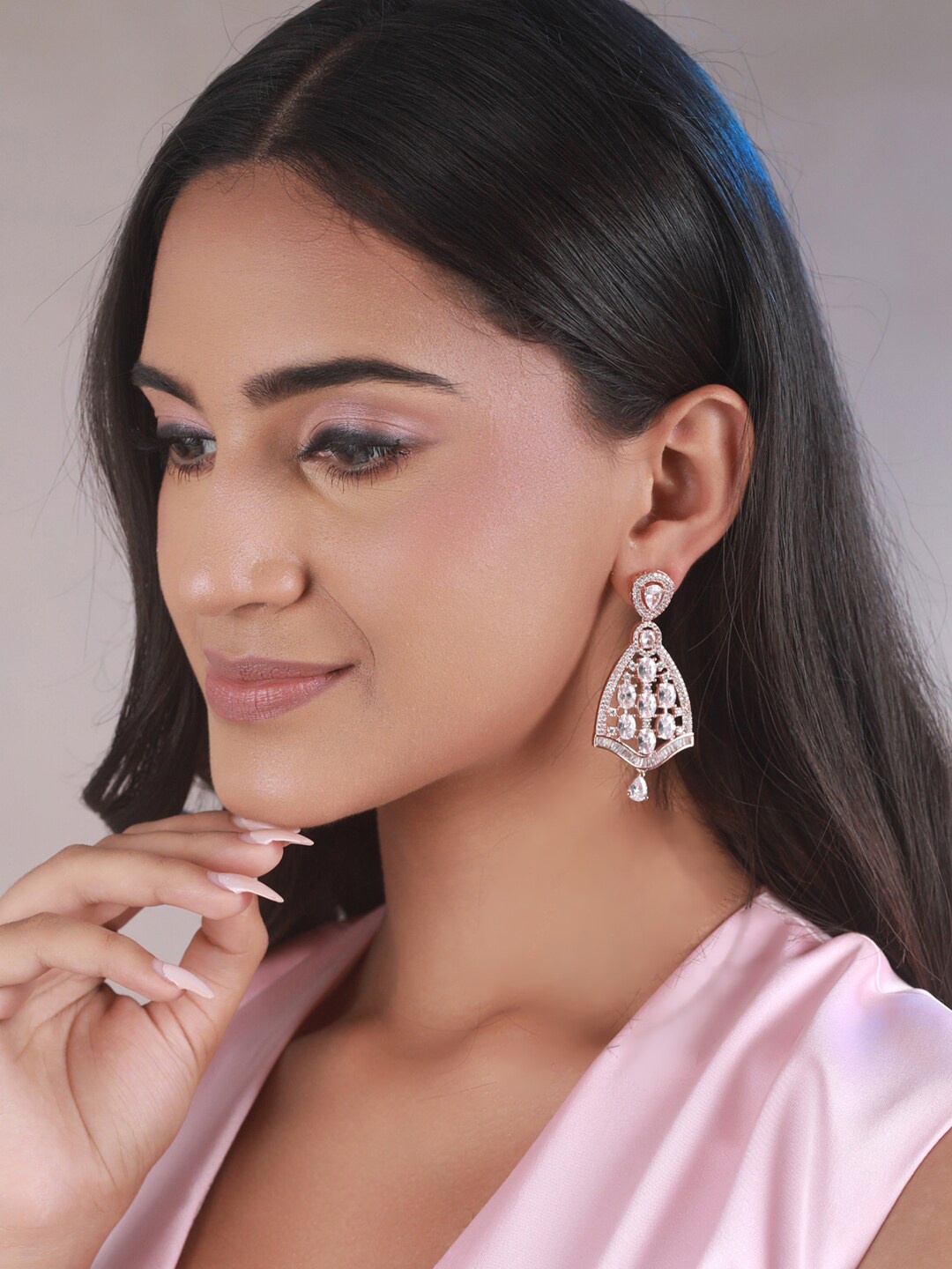 

Priyaasi Contemporary Gold-Plated Ear Cuff Earrings, White
