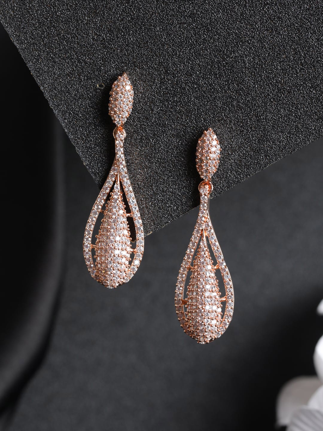 

Priyaasi Contemporary Gold-Plated Drop Earrings, Rose gold