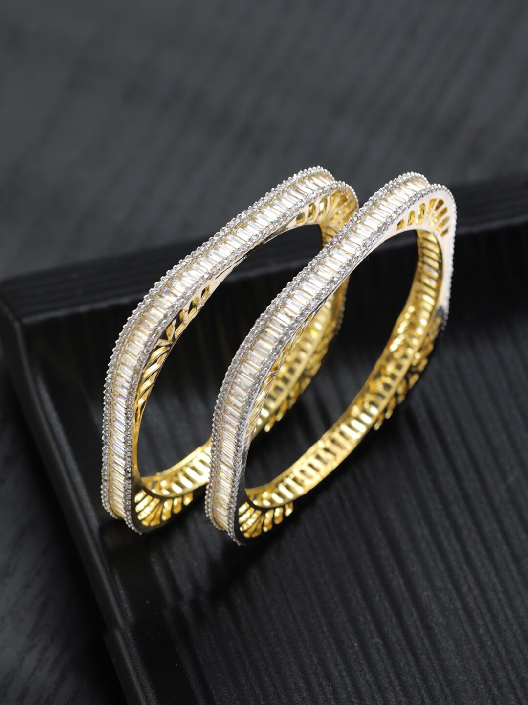 

Priyaasi Set of 2 Gold-Plated AD Studded Bangles