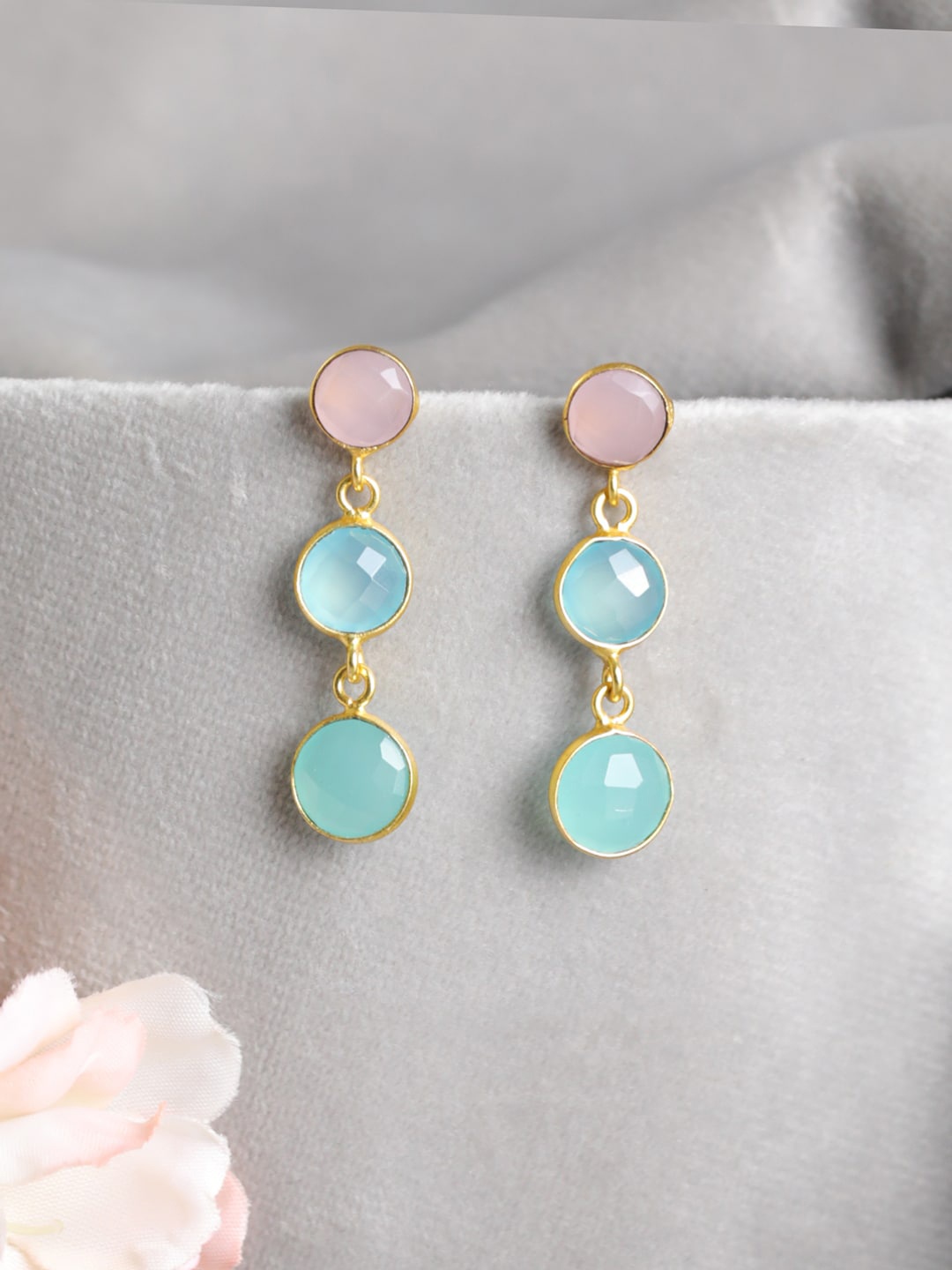 

Priyaasi Contemporary Gold-Plated Drop Earrings, Blue