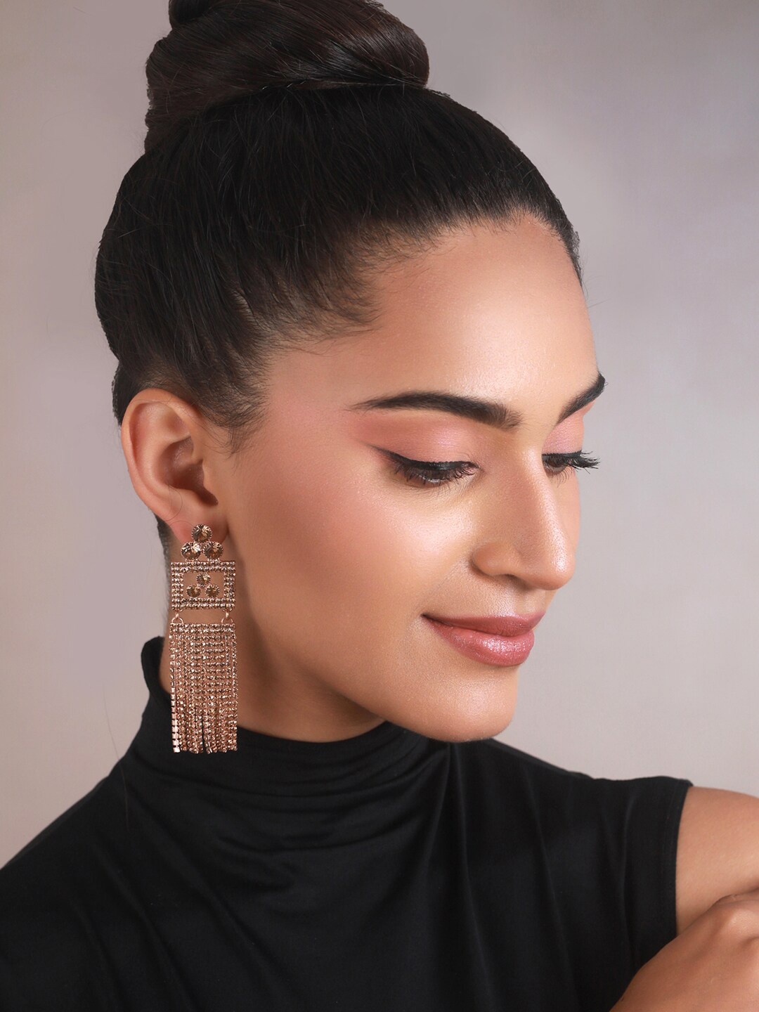 Priyaasi Contemporary Tasseled Drop Earrings, Gold