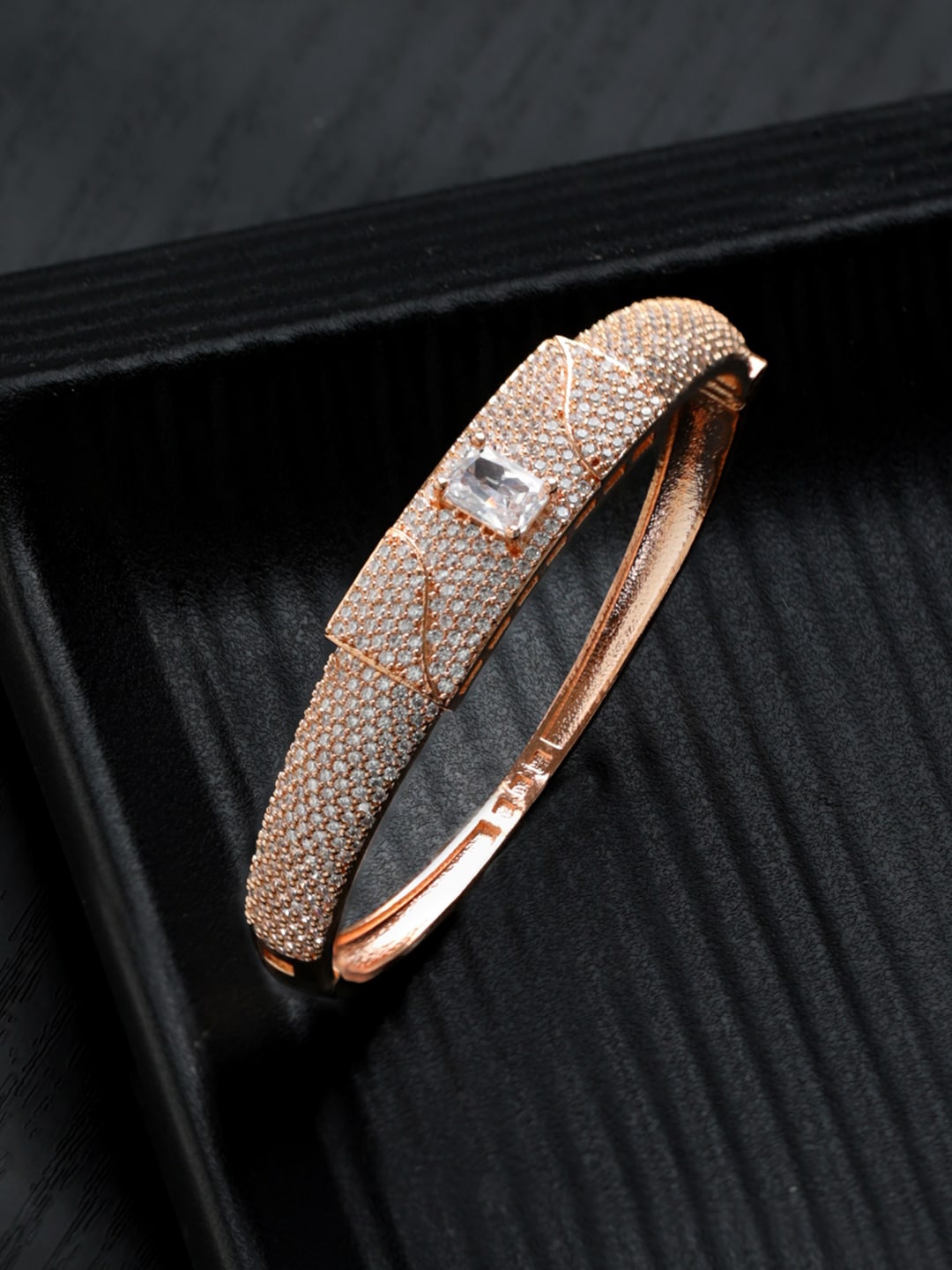 

Priyaasi Women Brass American Diamond Rose Gold-Plated Bangle-Style Bracelet