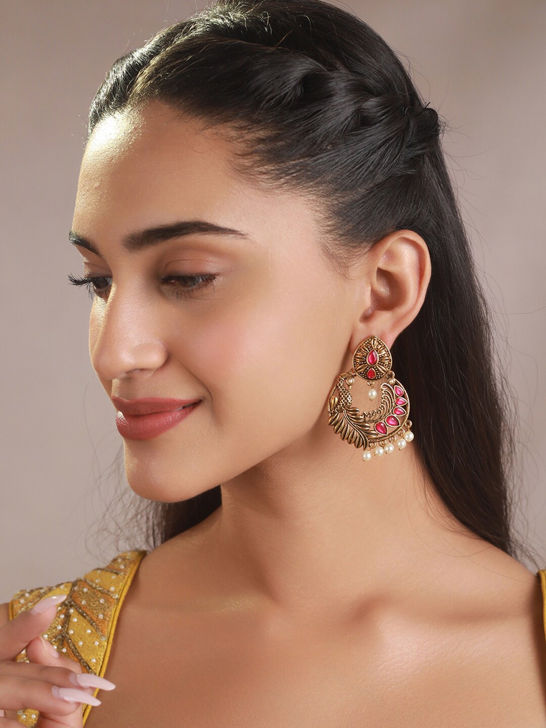 

Priyaasi Women Contemporary Chandbalis Earrings, Gold