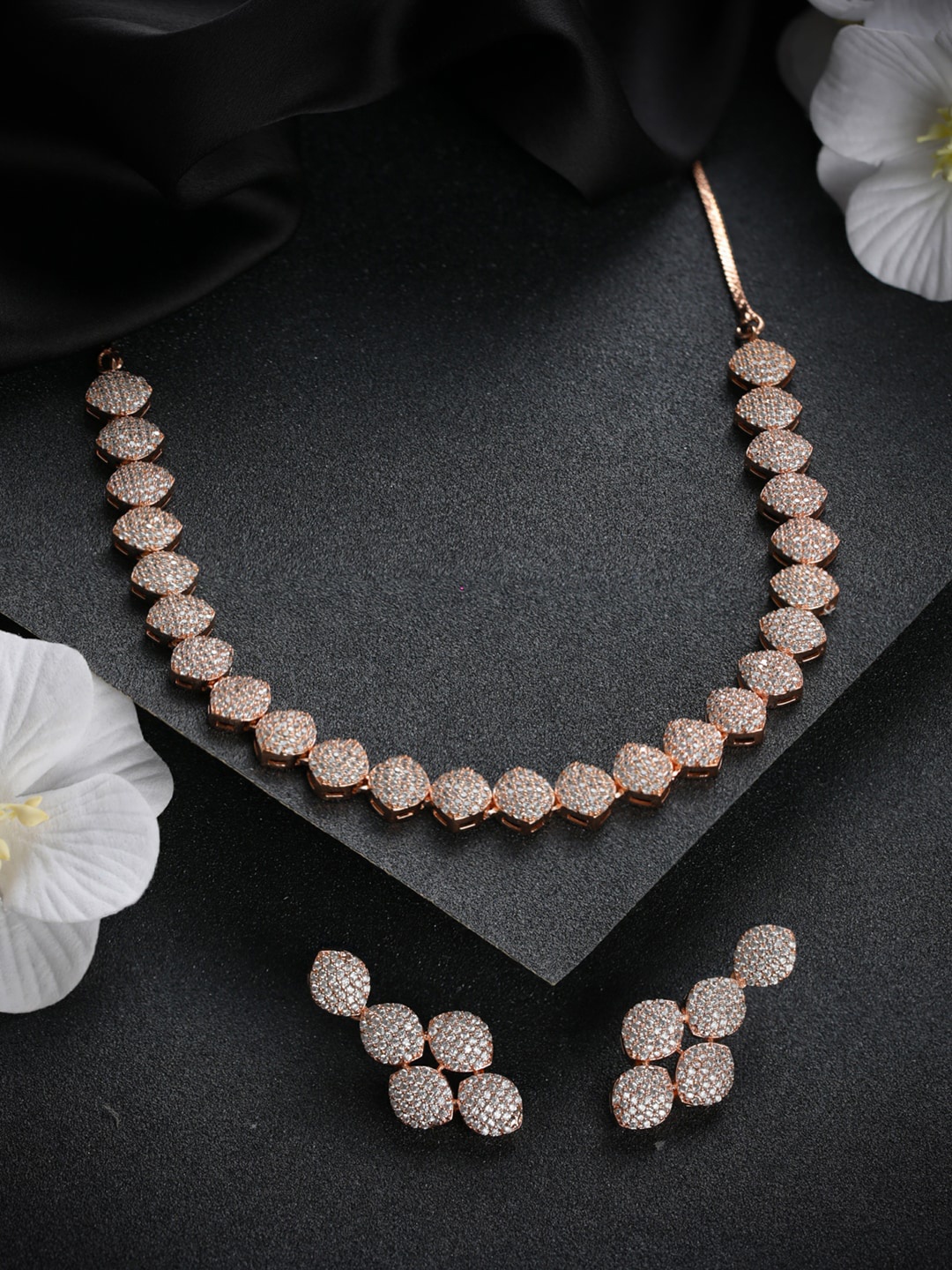 

Priyaasi Rose Gold-Plated Stone-Studded Jewellery Set