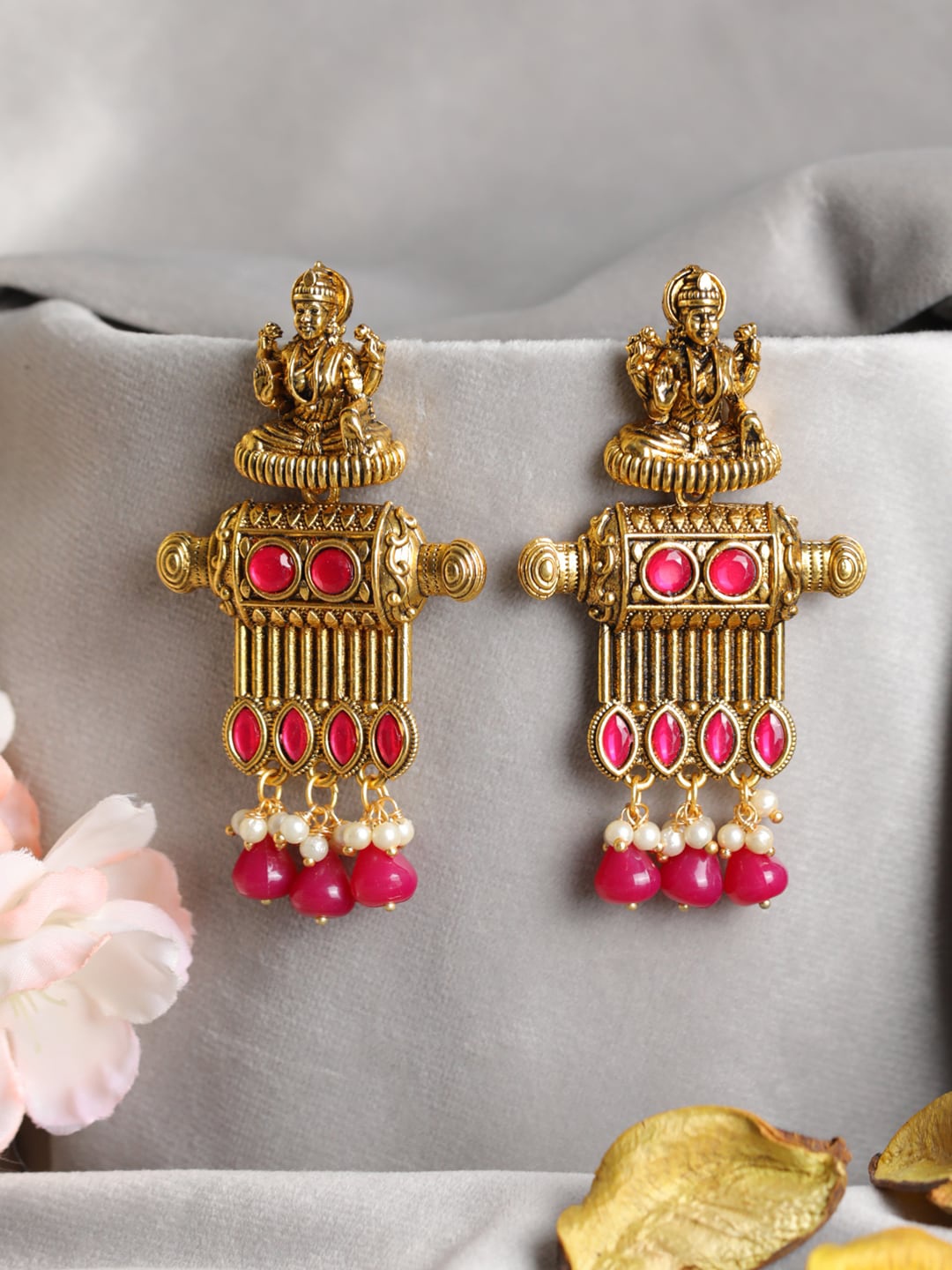 

Priyaasi Red Gold-Plated Classic Drop Earrings