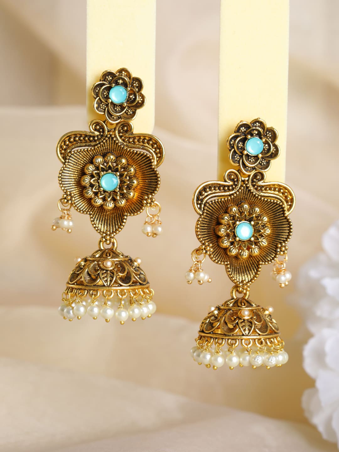 

Priyaasi Women Contemporary Jhumkas Earrings, Gold