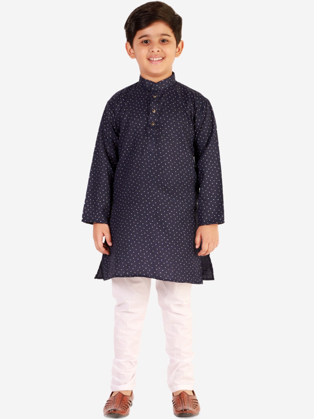

Pro-Ethic STYLE DEVELOPER Boys Printed Pure Cotton Kurta with Pyjama, Navy blue