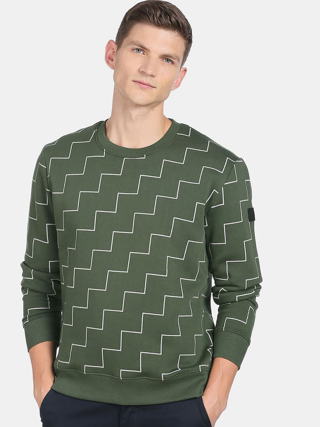 

Arrow New York Men Green Printed Sweatshirt