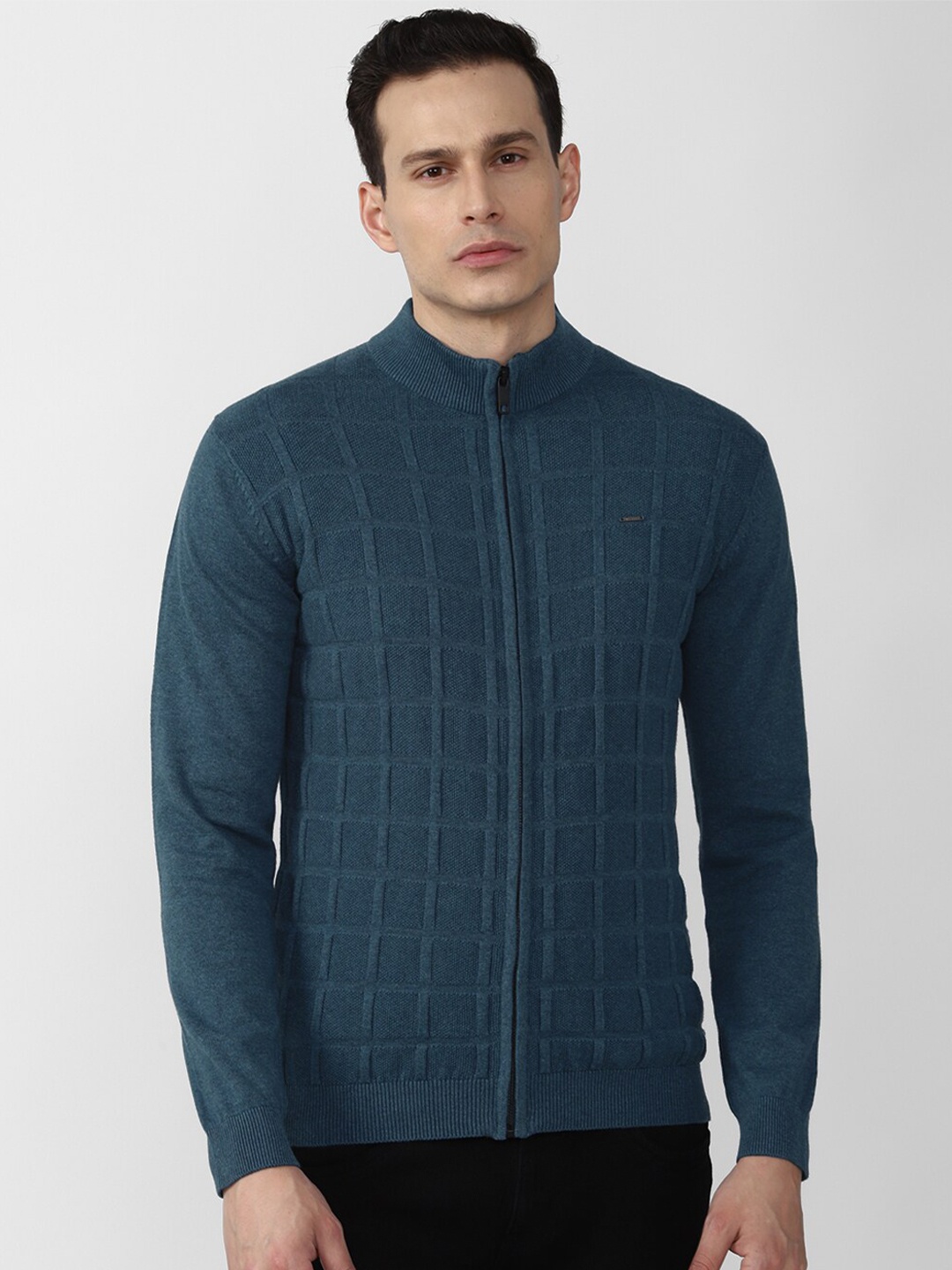 

Van Heusen Men Green Cable Knit Cardigan