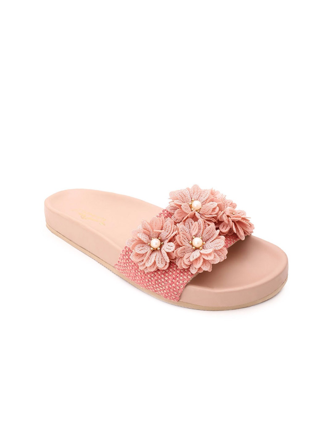 

5 ELEMENTS Women Embellished Open Toe Flats, Peach