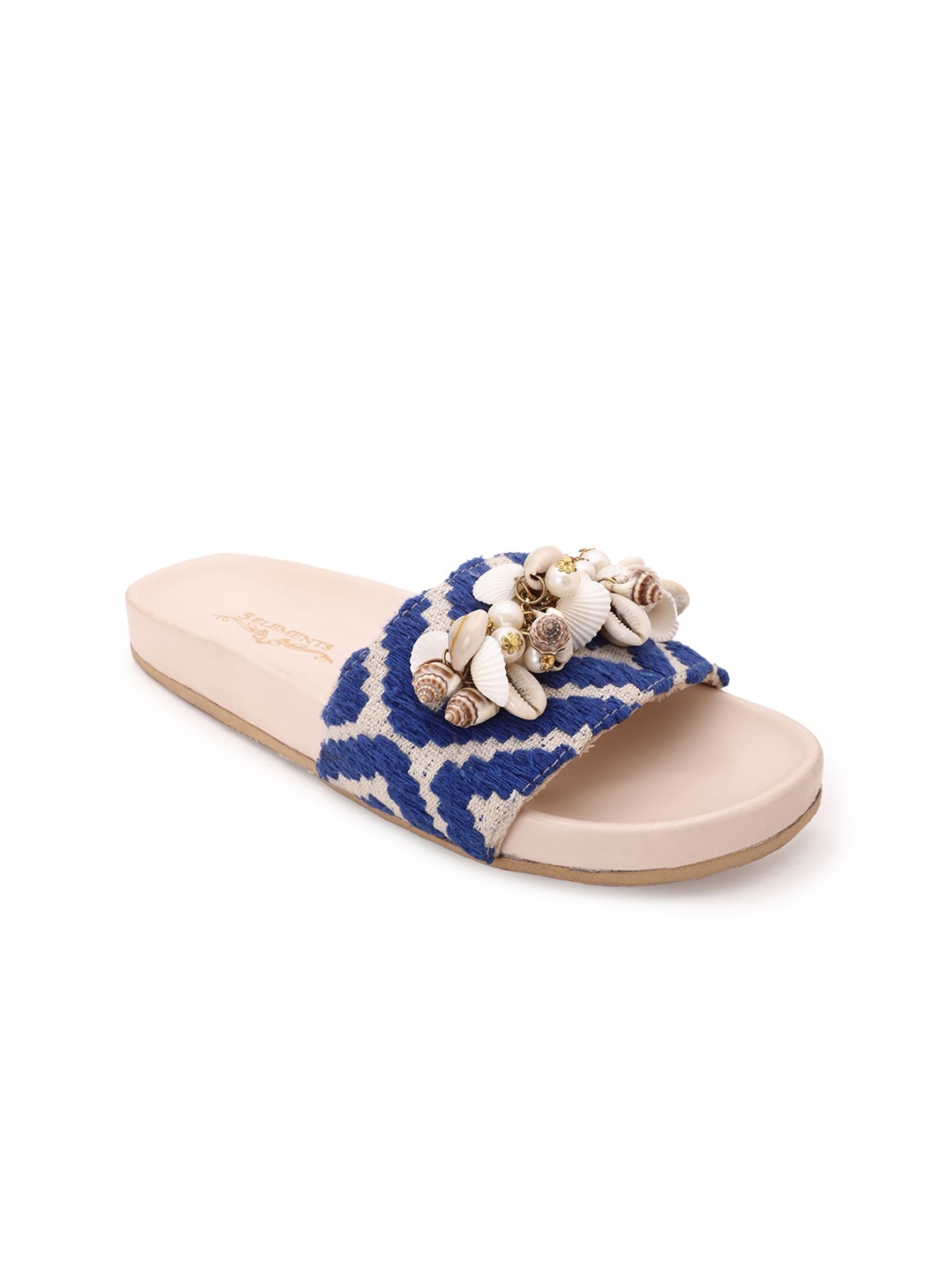 

5 ELEMENTS Women Embellished Open Toe Flats, Blue