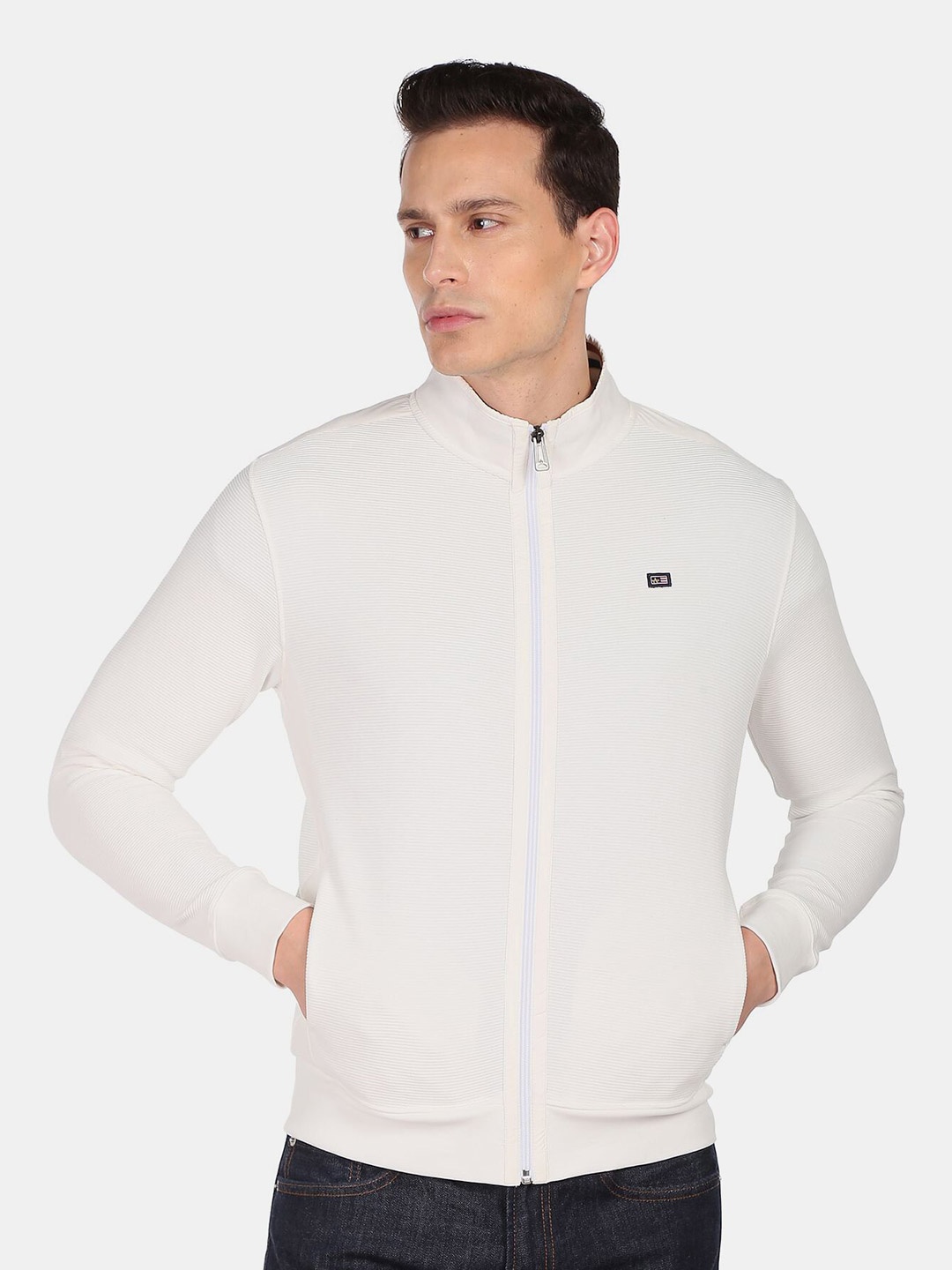 

Arrow Sport Men Off White Cotton Sweatshirt