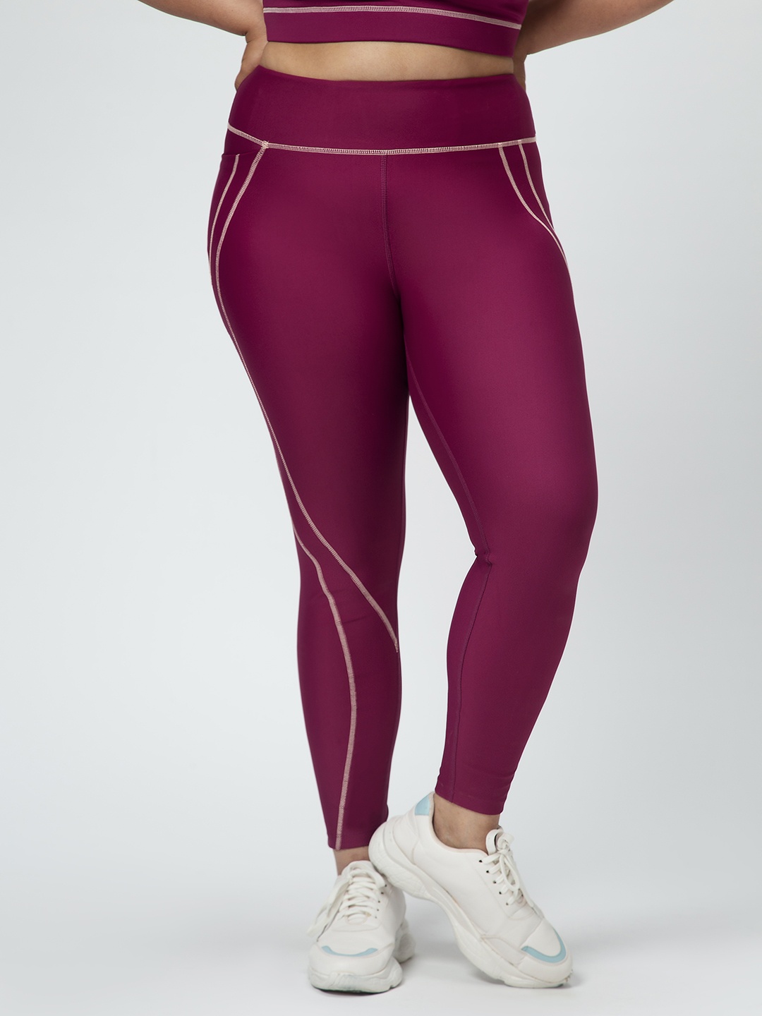 

aastey Women Magenta Solid Slim-fit Training or Gym Tights