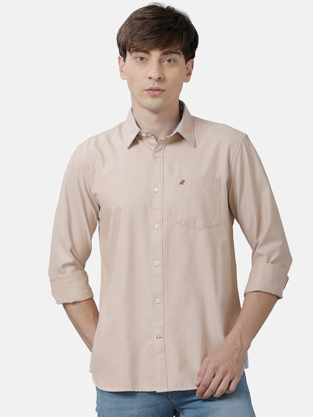 

Double Two Men Beige Slim Fit Casual Shirt