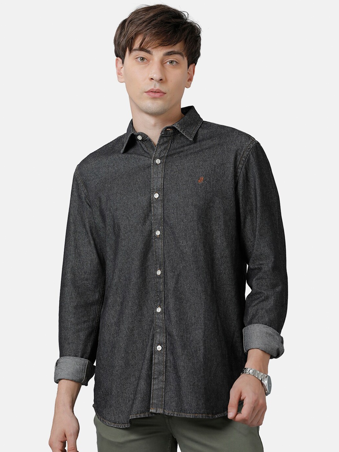

Double Two Men Grey Slim Fit Casual Shirt