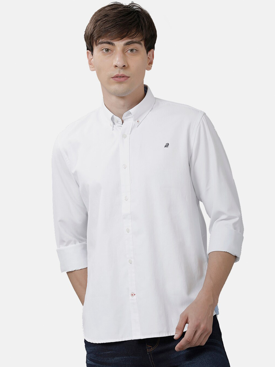 

Double Two Men White Slim Fit Casual Cotton Shirt