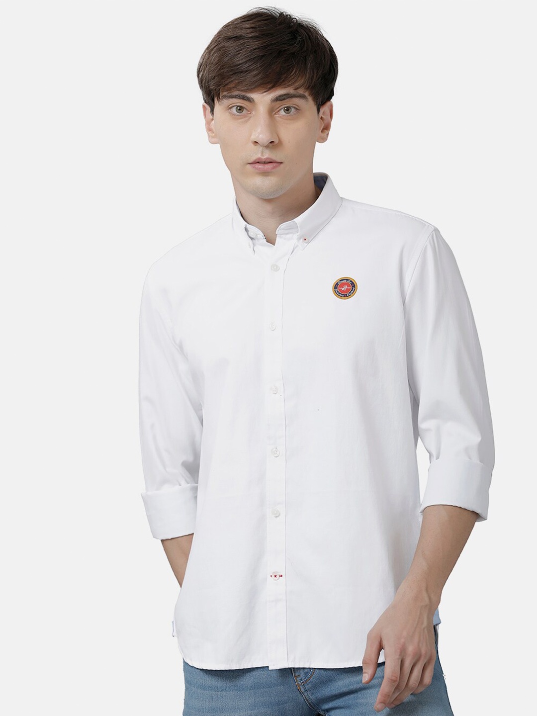 

Double Two Men White Slim Fit Casual Shirt