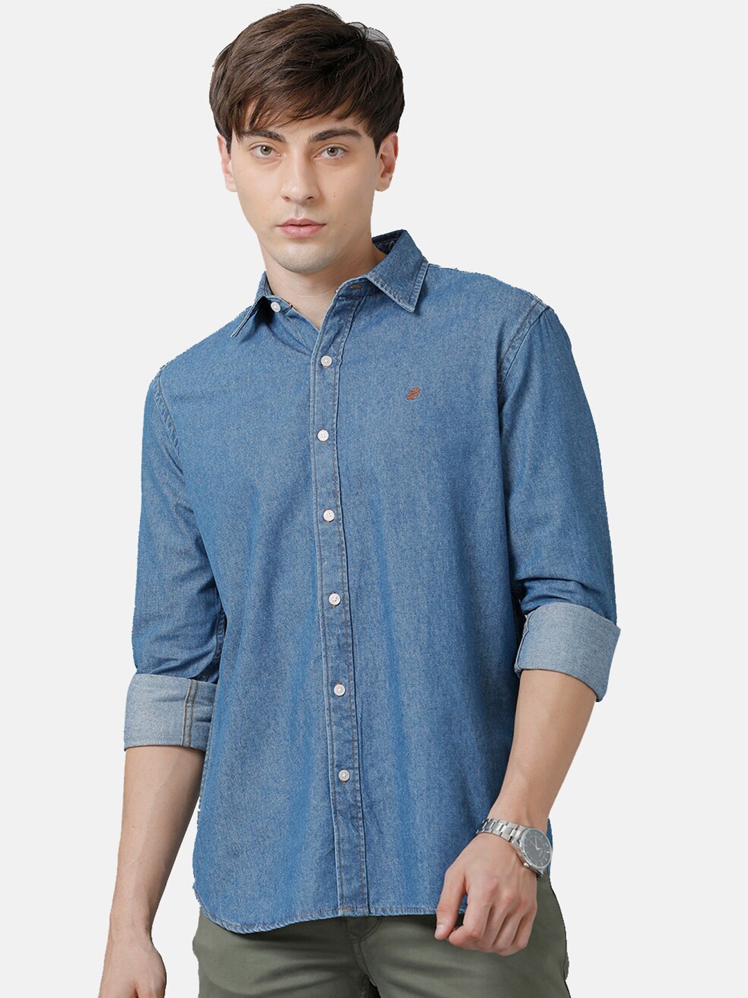 

Double Two Men Blue Slim Fit Casual Shirt