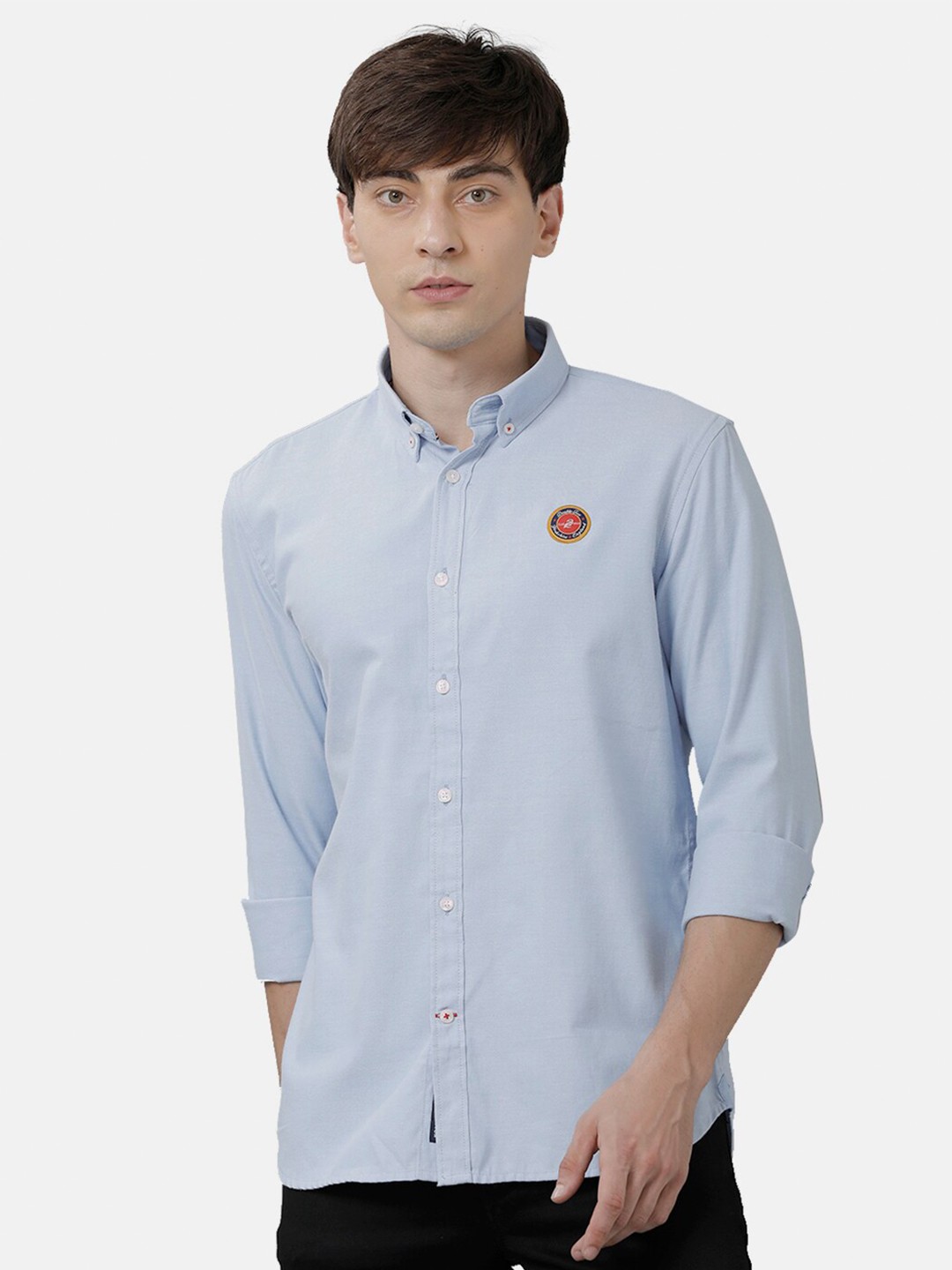

Double Two Men Blue Slim Fit Casual Cotton Shirt