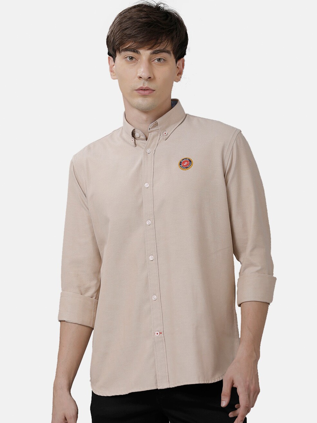 

Double Two Men Beige Slim Fit Casual Shirt