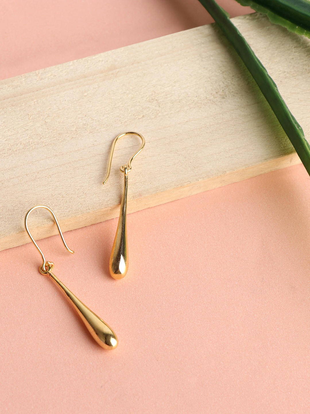 

TRISHONA Gold-Toned Contemporary Drop Earrings