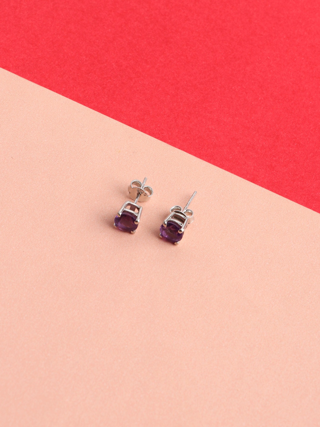 

TRISHONA Purple 925 Sterling Silver Contemporary Studs Earrings