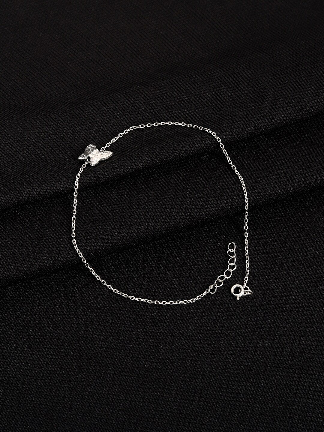 

TRISHONA Silver-Plated Butterfly Charm Chain Anklet