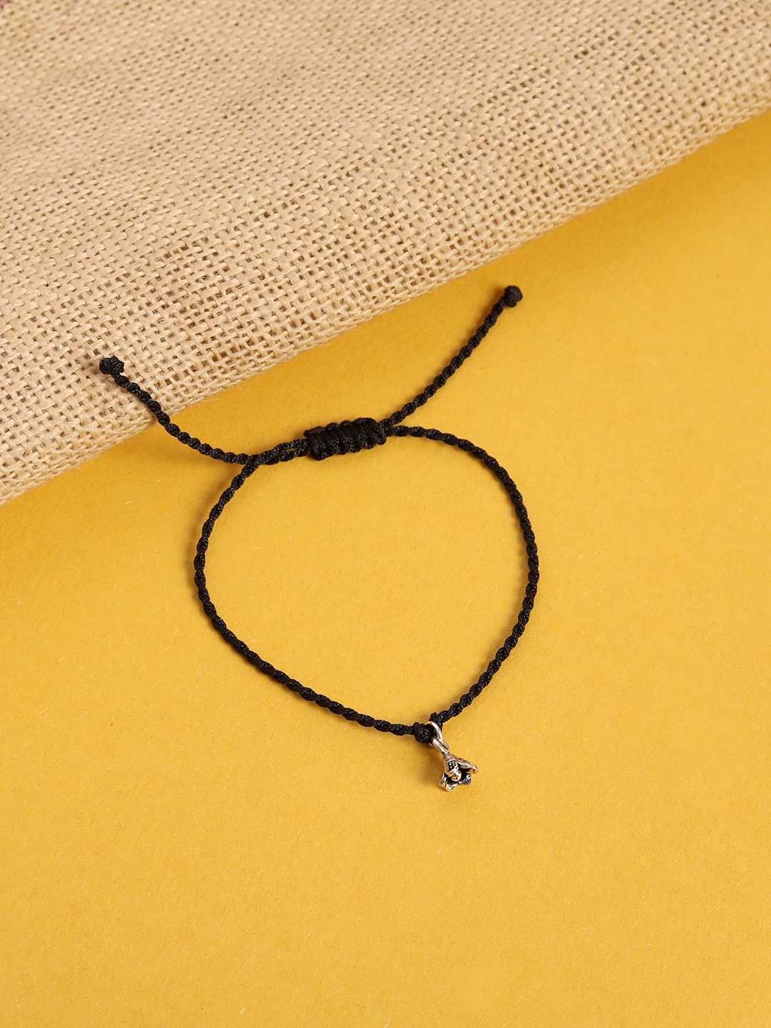 

TRISHONA 925 Sterling Silver Silver-Plated & Black Thread Anklet