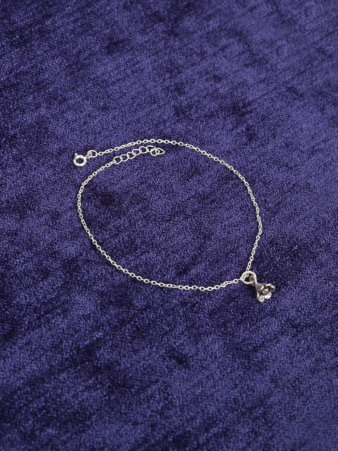 

TRISHONA 92.5 Sterling Silver- Plated Chain Anklet with Flower Charm