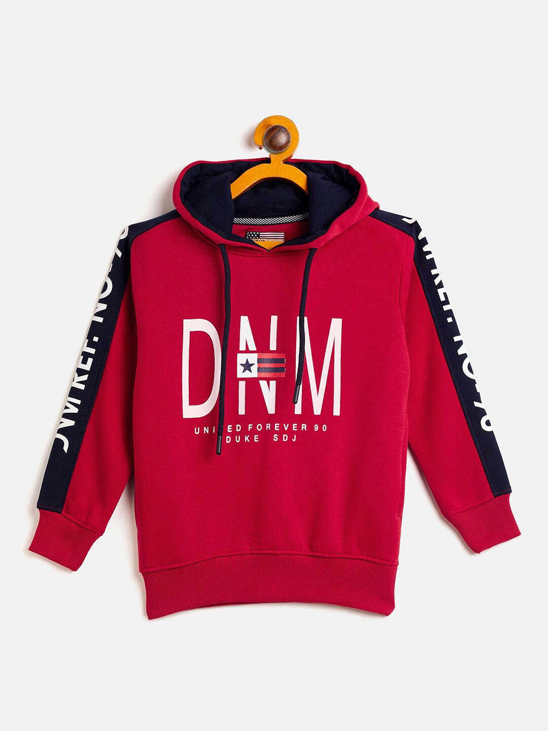 

Duke Boys Red & Black Printed Hooded Cotton Sweatshirt