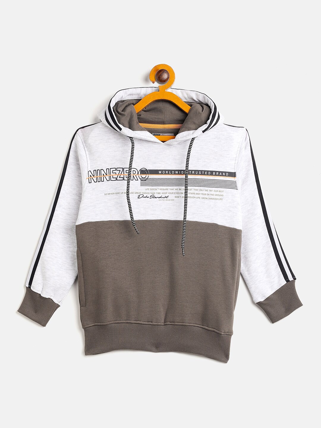 

Duke Boys Grey Melange Printed Hooded Cotton Sweatshirt