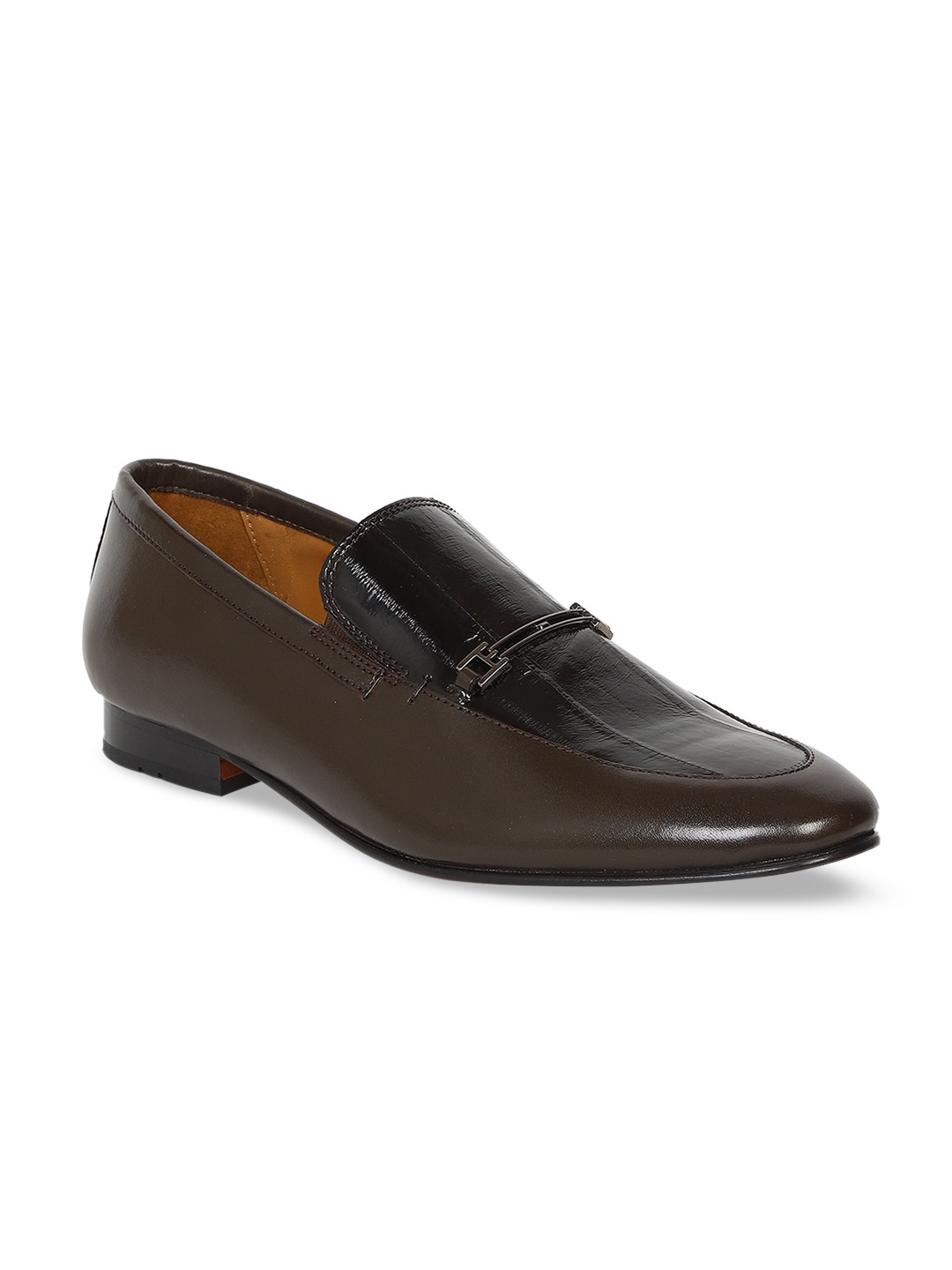 

Ruosh Men Brown Colourblocked Leather Loafers