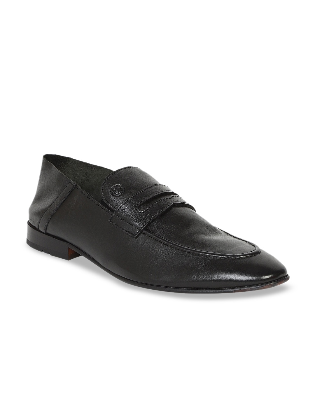 

Ruosh Men Textured Leather Loafers, Black