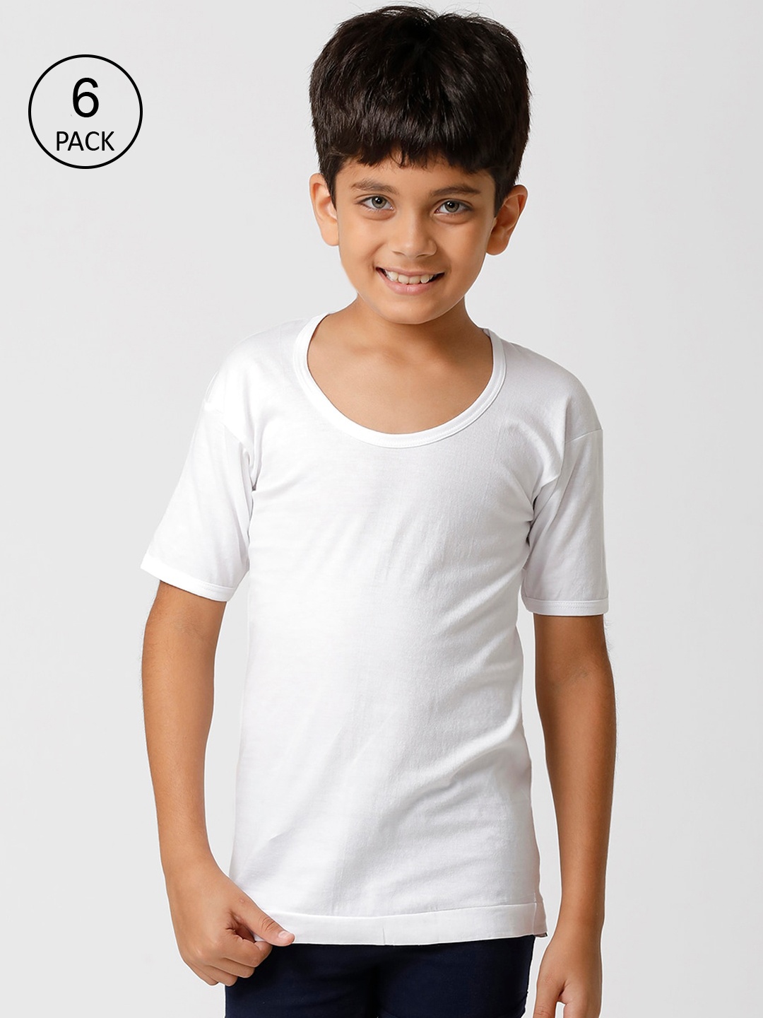 

Ramraj Boys Pack Of 6 White Solid Cotton Innerwear Vests