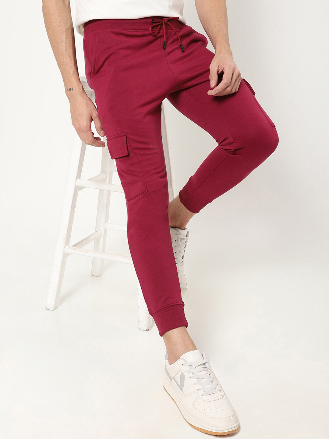 

Bewakoof Men Red Solid Track Pants