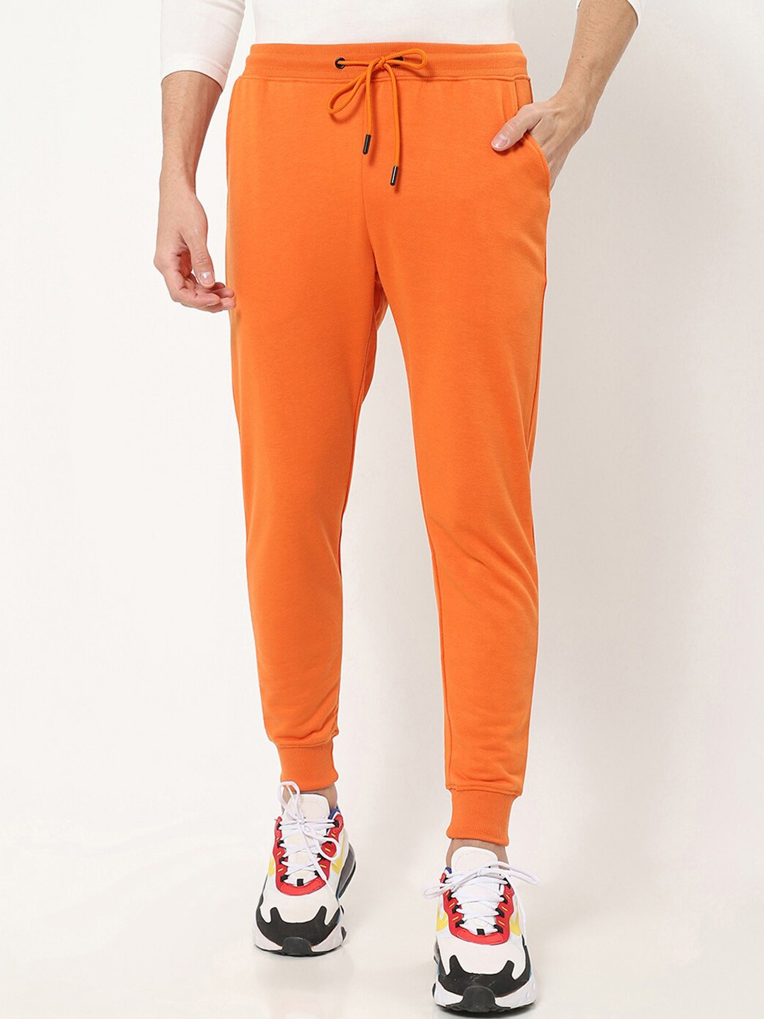 

Bewakoof Men Orange Solid Cotton Joggers