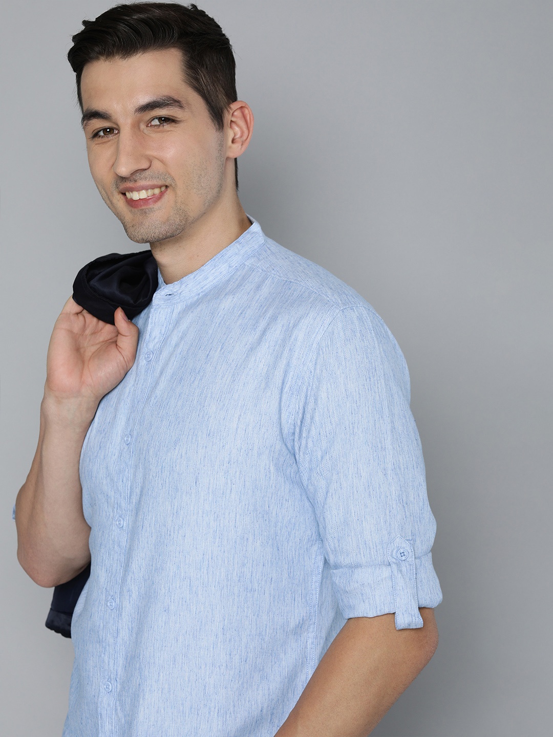 

HERE&NOW Men Blue Pure Cotton Slim Fit Casual Shirt