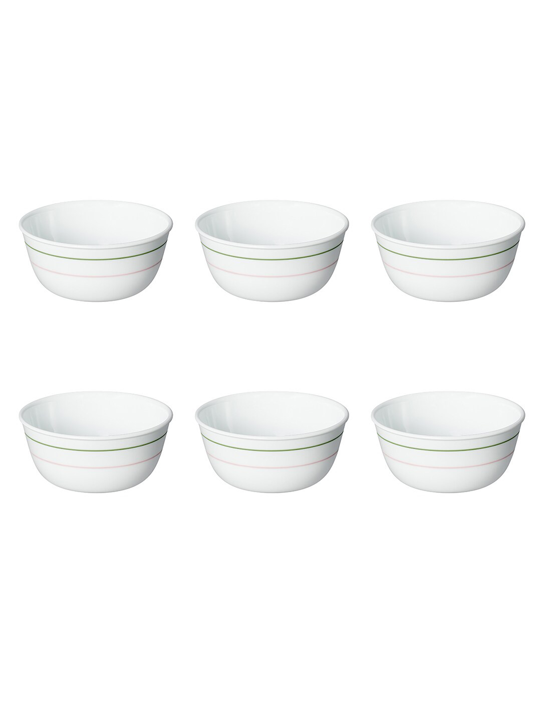 

Corelle Set Of 6 Geometric Printed Glossy Bowls 355 ML Each, White