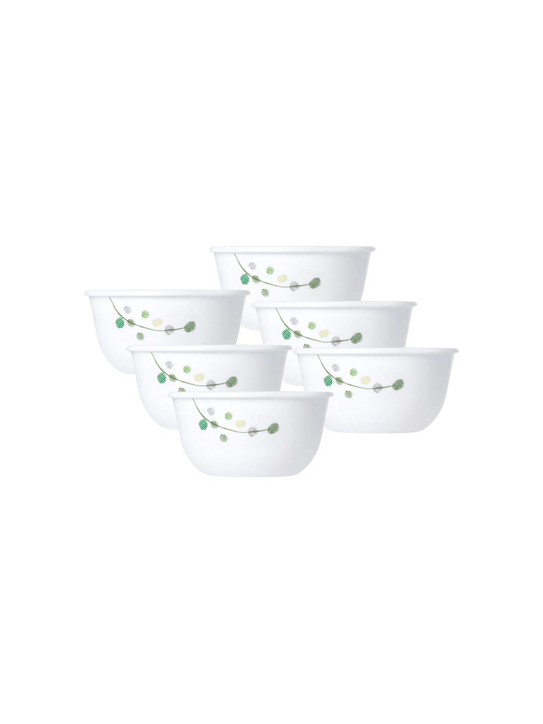 

Corelle Set Of 4 Floral Printed Glossy Bowls 325 ML Each, White